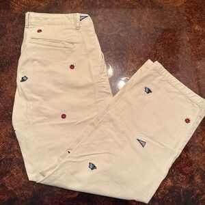 Zara Men's Khaki Chinos with Embroidery
